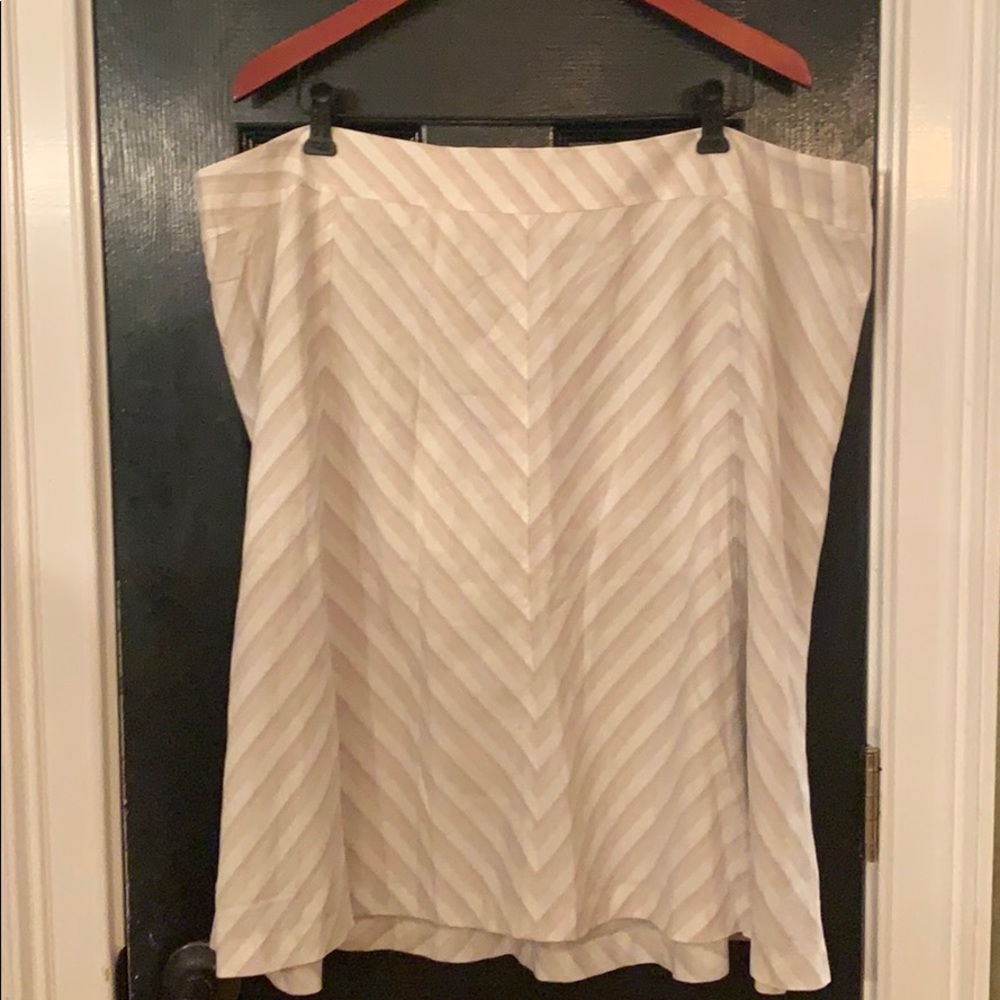 C. J. Banks tan off white striped skirt 24W